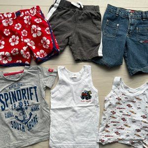 Set of 6 Lot Boy's  Tees & Shorts Various Sizes 3-4 Years Old